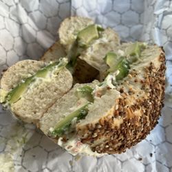 McGowan's Food Market Deli & Grill - everything bagel toasted with veggie cream cheese & avocado