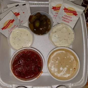 Famous Pizza - Ranch Dressings, Jalapeños, Marinara Sauce, Caesar Dressing (01/16/21). @FamousPizzaVanNuys #VanNuys #SFV #Pizza #CheapEats - Pizza Near Me - Van Nuys, California