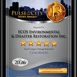 ECOS Environmental & Disaster Restoration - ECOS Environmental & Disaster Restoration is proud to be honored with the 2026 Pulse of the City News Award for Damage Restoration in CO.