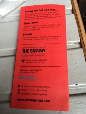 Menu photo 5 Where the Monkey Sleeps Glasgow, GLG