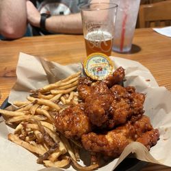 Hole in the Wall - Honey BBQ chicken tenders with fries