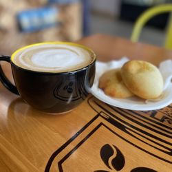 Andina Cafe - Cappuccino with a Portuguese cheese bread