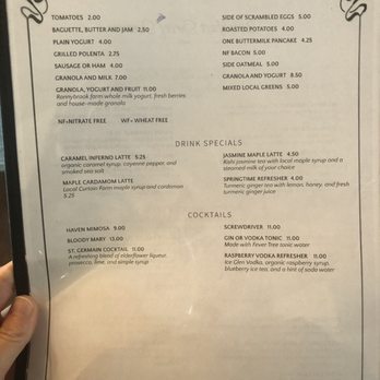 Haven Cafe & Bakery - Breakfast menu - Breakfast & Brunch Near Me - Lenox, Massachusetts