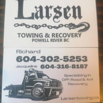 Larsen Towing & Recovery - Photo - Towing Near Me - Powell River, British Columbia Larsen Towing & Recovery - Photo - Towing Near Me - Powell River, British Columbia