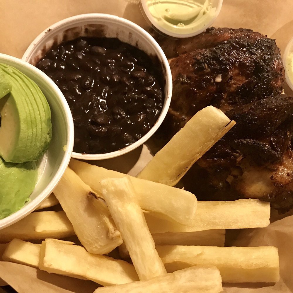 Red Fuego - Roasted chicken with sides of beans, yuca, and avocado. - Peruvian Near Me - Lehi, Utah Red Fuego - Roasted chicken with sides of beans, yuca, and avocado. - Peruvian Near Me - Lehi, Utah