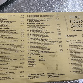 Pho Huynh Sang - Menu for Pho Huynh Sang - Vietnamese Near Me - San Francisco, California