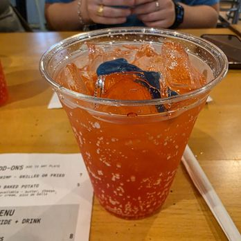Farmhaus Table Bar & Grill - Shark week special drink...basically a Shirley Temple with a shark..yummy! - Breakfast & Brunch Near Me - Adkins, Texas
