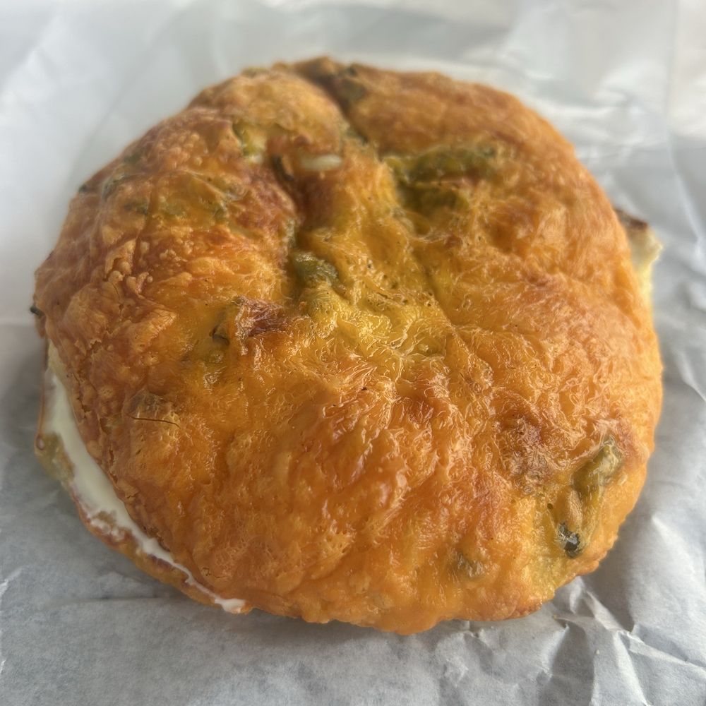 Jalapeño with cheese and cream cheese bagel