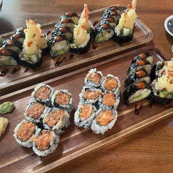 Totoya Sushi & Lounge - Tempura shrimp roll, Spicy Tuna roll and Spicy Salmon Roll - Japanese Near Me - Orlando, Florida