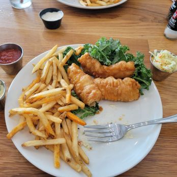 Lures Bar And Grille - Fish and chips with coleslaw and fries. - Seafood Near Me - Crownsville, Maryland Lures Bar And Grille - Fish and chips with coleslaw and fries. - Seafood Near Me - Crownsville, Maryland