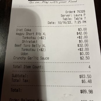 Tabu Shabu - Orange - Receipt - Hot Pot Near Me - Orange, California Tabu Shabu - Orange - Receipt - Hot Pot Near Me - Orange, California