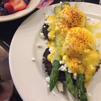 Brunch Cafe-St.Charles - Eggs Benedict over a portobello mushroom with goat cheese and asparagus. - Breakfast & Brunch Near Me - St. Charles, Illinois Brunch Cafe-St.Charles - Eggs Benedict over a portobello mushroom with goat cheese and asparagus. - Breakfast & Brunch Near Me - St. Charles, Illinois