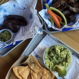 Side of Fried Sweet Plantains - 3 Pieces (GF), Guacamole (GF), Caribbean Style Chicken Wings - 10 (GF)