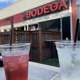 Outdoor patio view with weak cocktails