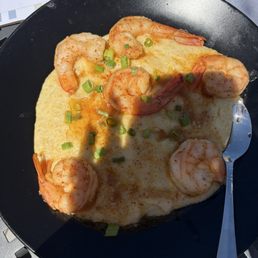 Shrimp and grits on brunch menu Shrimp and grits on brunch menu