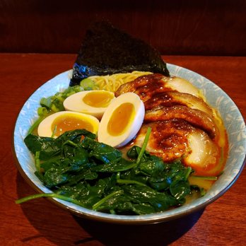 Ramen 4 Real - Jigoku Ramen Special Level 1 - Pork belly with extra egg and spinach - Ramen Near Me - Reno, Nevada