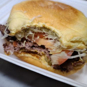 Happy Burger - Nicely packaged burger that survived delivery - Hot Dogs Near Me - Toronto, Ontario
