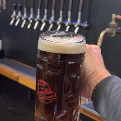 Seven Railroads Brewing Company - "Palmerator" beer.  Train spikes as tap handles