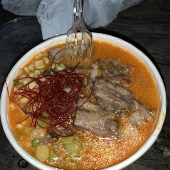 Nikka Ramen - Spicy ramen, pork shoulder, thick noodle, added corn - Ramen Near Me - Goleta, California