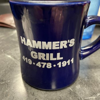 Hammers Grill - a blue coffee mug with hammers grill on it - American Near Me - Toledo, Ohio Hammers Grill - a blue coffee mug with hammers grill on it - American Near Me - Toledo, Ohio