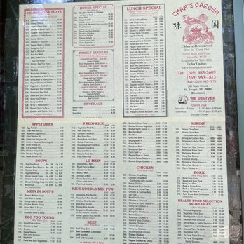 Chan's Garden - Menu - Chinese Near Me - St. Joseph, Michigan