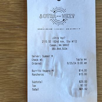 Otra Vez - Super specific but it was affordable especially for the quality and service. - Breakfast & Brunch Near Me - Camas, Washington