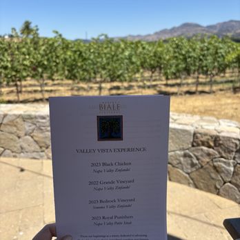 Robert Biale Vineyards - Tasting menu - Wine Tours Near Me - Napa, California