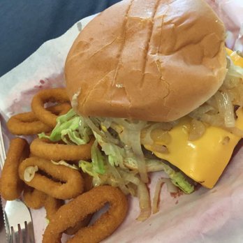 Little Bit's Grill - Steak and cheese with onion rings - Burgers Near Me - Oak Island, North Carolina Little Bit's Grill - Steak and cheese with onion rings - Burgers Near Me - Oak Island, North Carolina