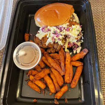 Eureka! - This is the amount of sweet potato fries we got for paying $3.00 extra. The entire entree was $22.50. - American Near Me - Fresno, California