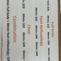 Chi Reflexology - Price list