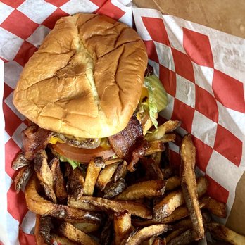 Otis Pizzeria - Bacon cheeseburger with fries - Pizza Near Me - Otis, Oregon Otis Pizzeria - Bacon cheeseburger with fries - Pizza Near Me - Otis, Oregon