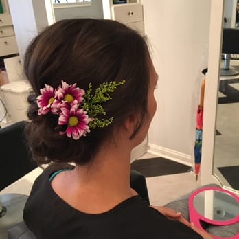 Pageboy Hair Society - Wedding updo with flowers :) - Hair Salons Near Me - Ardmore, Pennsylvania Pageboy Hair Society - Wedding updo with flowers :) - Hair Salons Near Me - Ardmore, Pennsylvania