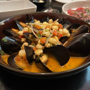 Coyote Cafe - Mussels Posole (some of the best I've had!) - New American Near Me - Santa Fe, New Mexico