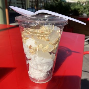 Sweet Rice - Coconut ice cream with 3 toppings- peanuts, lychee jelly, and coconut gel - Thai Near Me - Gardena, California Sweet Rice - Coconut ice cream with 3 toppings- peanuts, lychee jelly, and coconut gel - Thai Near Me - Gardena, California