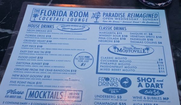 Menu photo 1 The Florida Room Pensacola, FL Menu photo 1 The Florida Room Pensacola, FL