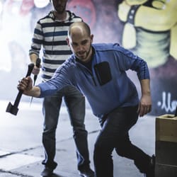 Bad Axe Throwing - Axe Throwing Coach Tom in action