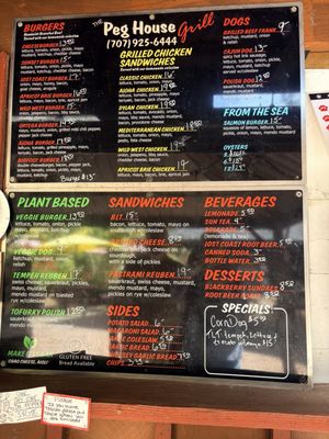 Menu photo 1 The Peg House Leggett, CA Menu photo 1 The Peg House Leggett, CA
