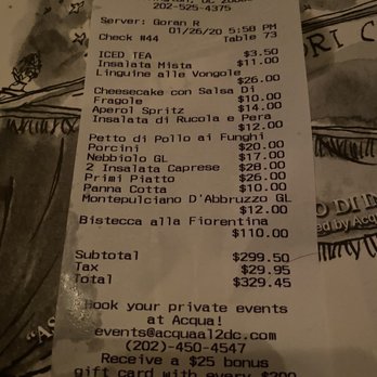 Acqua Al 2 - Bill - Italian Near Me - Washington, DC, District of Columbia