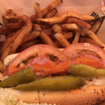 Fatso's Last Stand - Veggie Cheddar Dog with fries. - Hot Dogs Near Me - Chicago, Illinois Fatso's Last Stand - Veggie Cheddar Dog with fries. - Hot Dogs Near Me - Chicago, Illinois