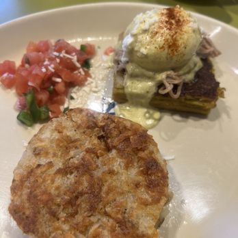 Snooze, an A.M. Eatery - Pork Chile Verde Benny* - Breakfast & Brunch Near Me - Katy, Texas