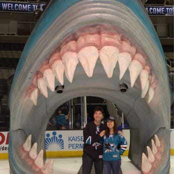 Sharks Fanfest - Our Shark head photo, yay! - Stadiums & Arenas Near Me - San Jose, California Sharks Fanfest - Our Shark head photo, yay! - Stadiums & Arenas Near Me - San Jose, California