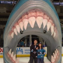 Sharks Fanfest - Our Shark head photo, yay!