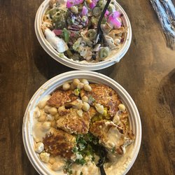 Char & Coal - Chicken shawarma super green bowl and a grilled chicken super green bowl... which I started eating before pic!