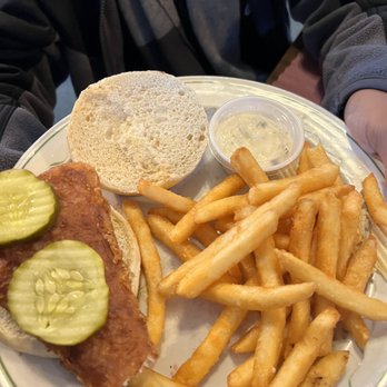 Black Bear Restaurant - Fish sandwich was great paired with tarter sauce. Had a perfect crunch. - New American Near Me - Pottersville, New York Black Bear Restaurant - Fish sandwich was great paired with tarter sauce. Had a perfect crunch. - New American Near Me - Pottersville, New York