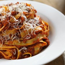 Insatiable Eats - Signature fettucini bolognese .. also available in short ribs