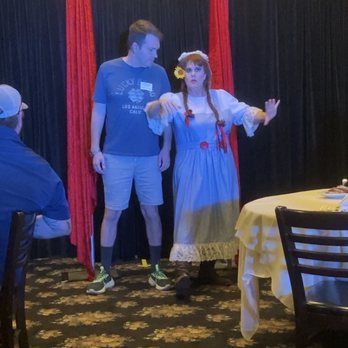 The Murder Mystery Dinner Theater - My boyfriend helping them entertain while they got ready for the next bit of the story. Lol - Performing Arts Near Me - Phoenix, Arizona