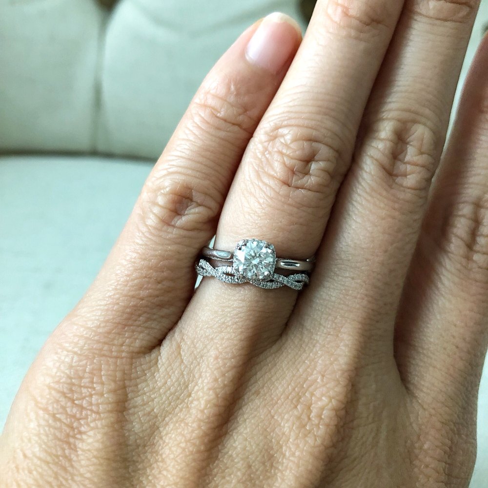 Anfesa's Jewelers - Tacori engagement ring and Gabriel&Co twisted wedding band purchased through Anfesa's - Jewelry Near Me - Garner, North Carolina Anfesa's Jewelers - Tacori engagement ring and Gabriel&Co twisted wedding band purchased through Anfesa's - Jewelry Near Me - Garner, North Carolina