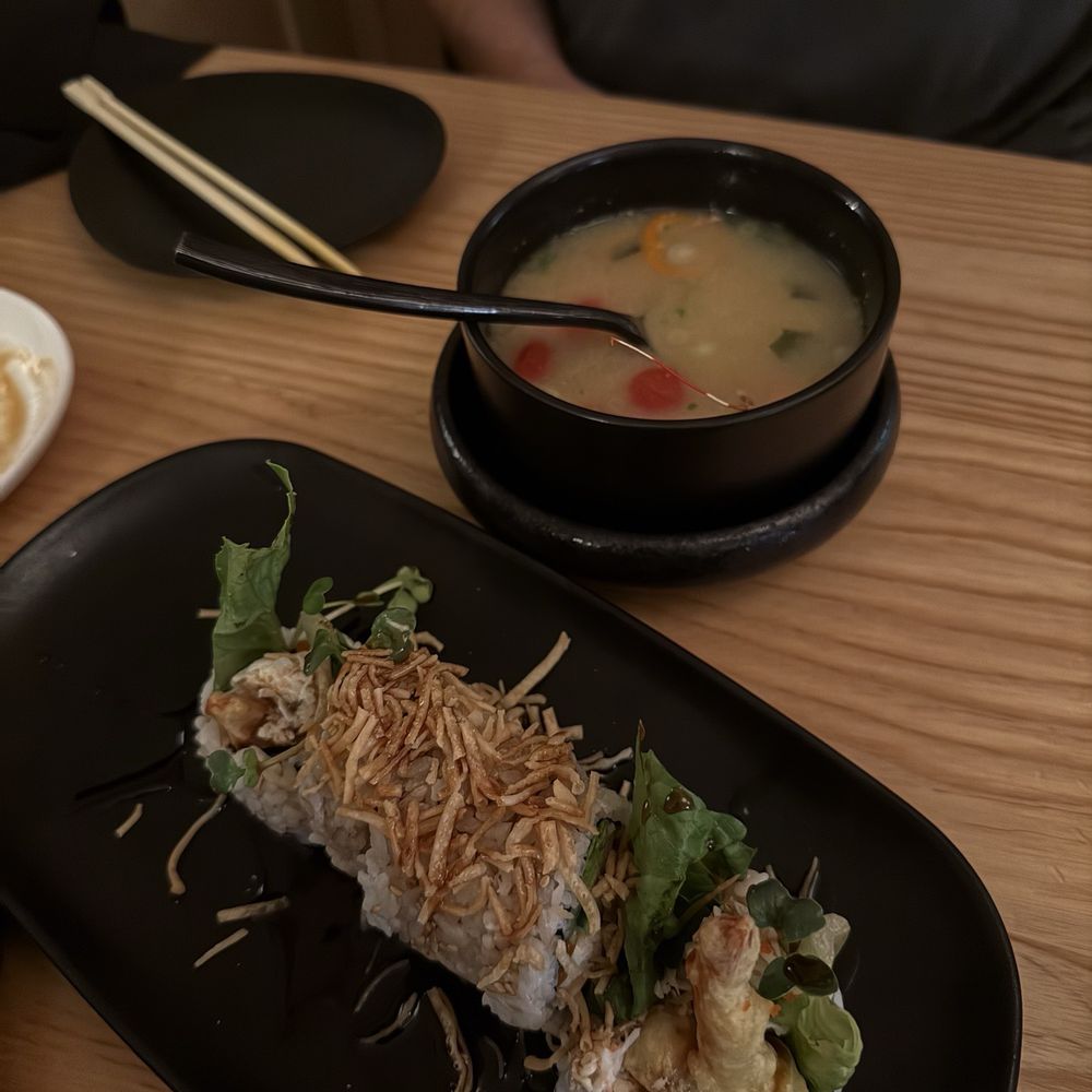 Miki Sushi & Sake - Crunchy roll and sweet shrimp miso soup which - Sushi Bars Near Me - Laguna Beach, California Miki Sushi & Sake - Crunchy roll and sweet shrimp miso soup which - Sushi Bars Near Me - Laguna Beach, California