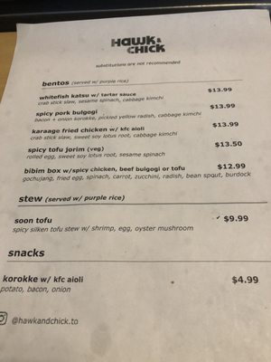 Menu photo 5 Hawk & Chick Toronto, ON