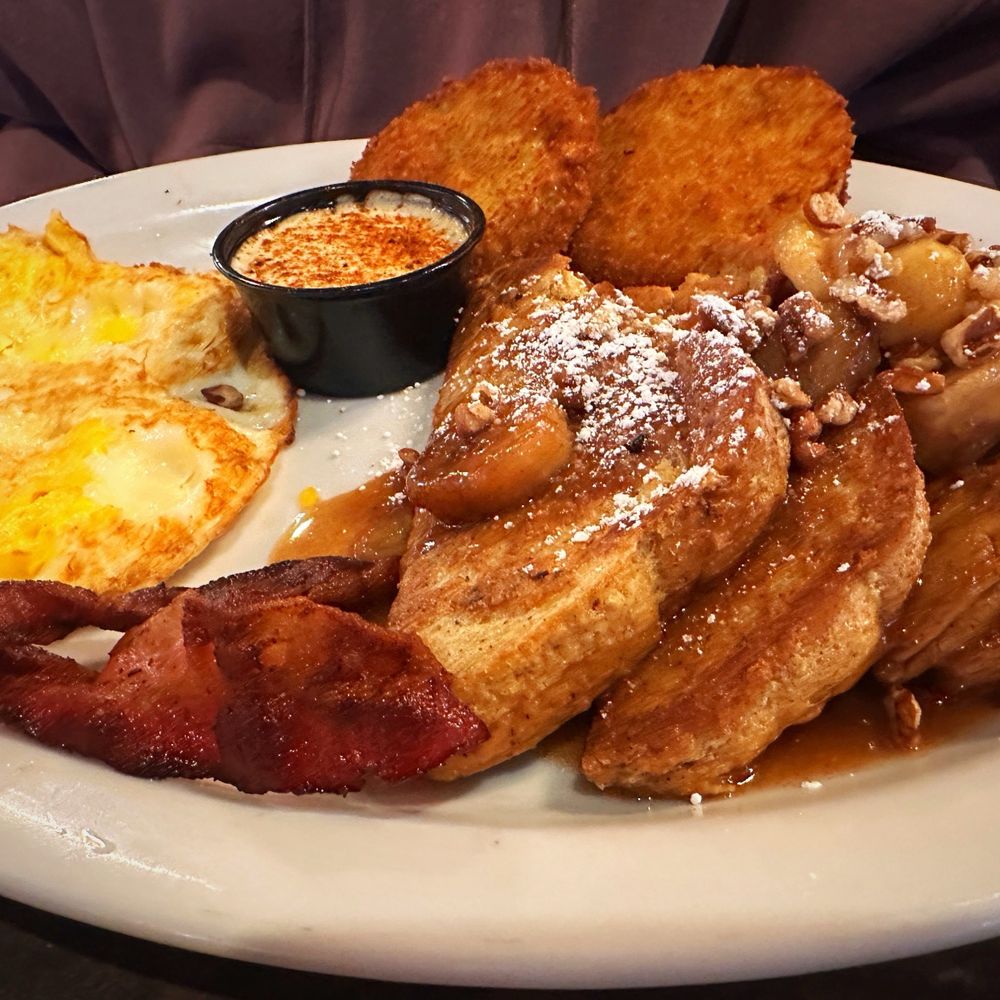 Huckleberry's - Bananas Foster Platter - Breakfast & Brunch Near Me - Arlington, Texas Huckleberry's - Bananas Foster Platter - Breakfast & Brunch Near Me - Arlington, Texas